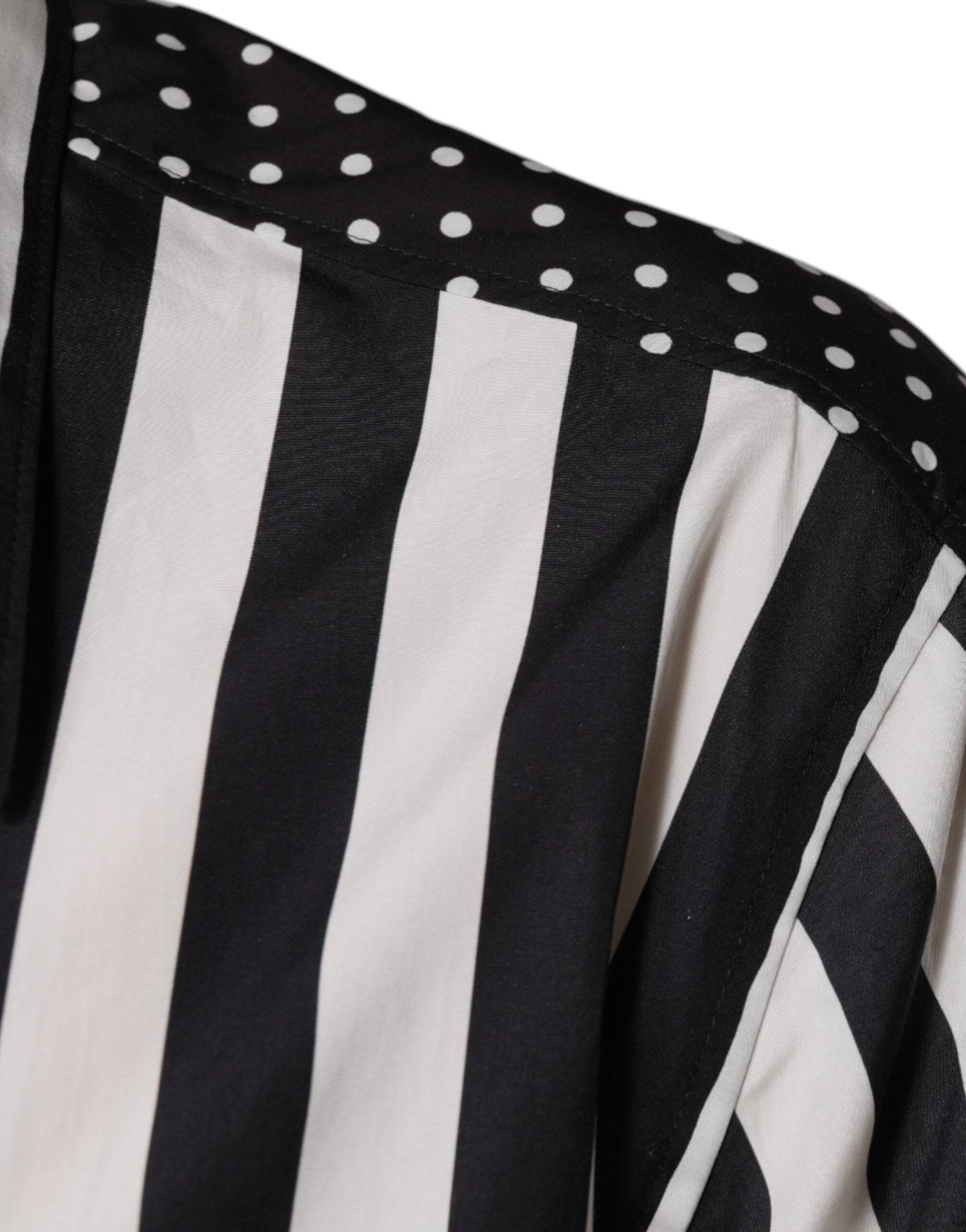 Black White Striped Button Down Casual Shirt - ventzia