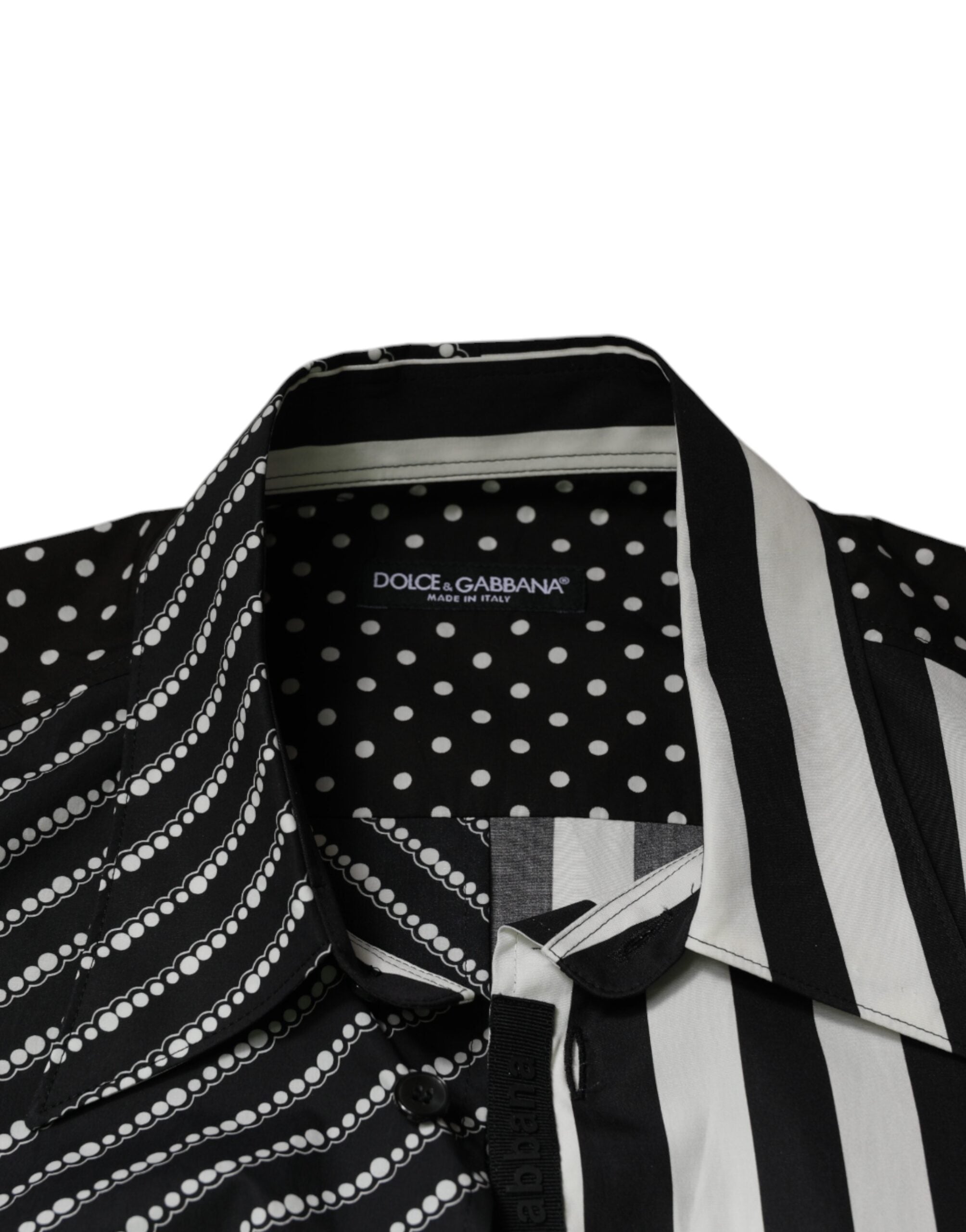 Black White Striped Button Down Casual Shirt - ventzia