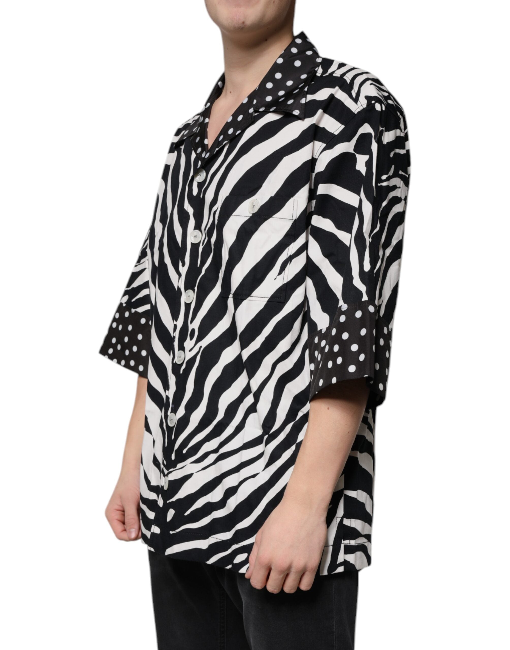 Black White Zebra Button Down Oversize Shirt - ventzia