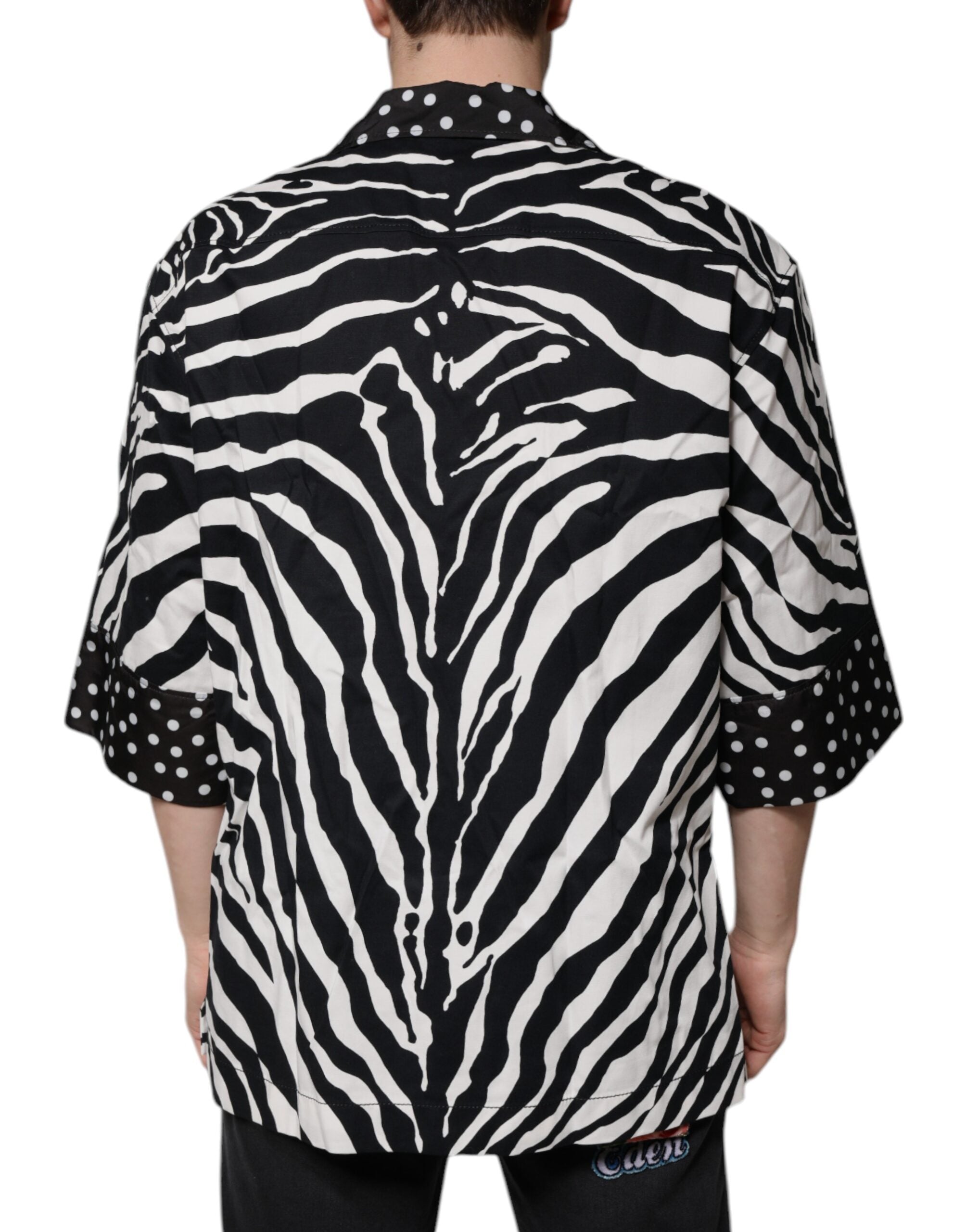 Black White Zebra Button Down Oversize Shirt - ventzia