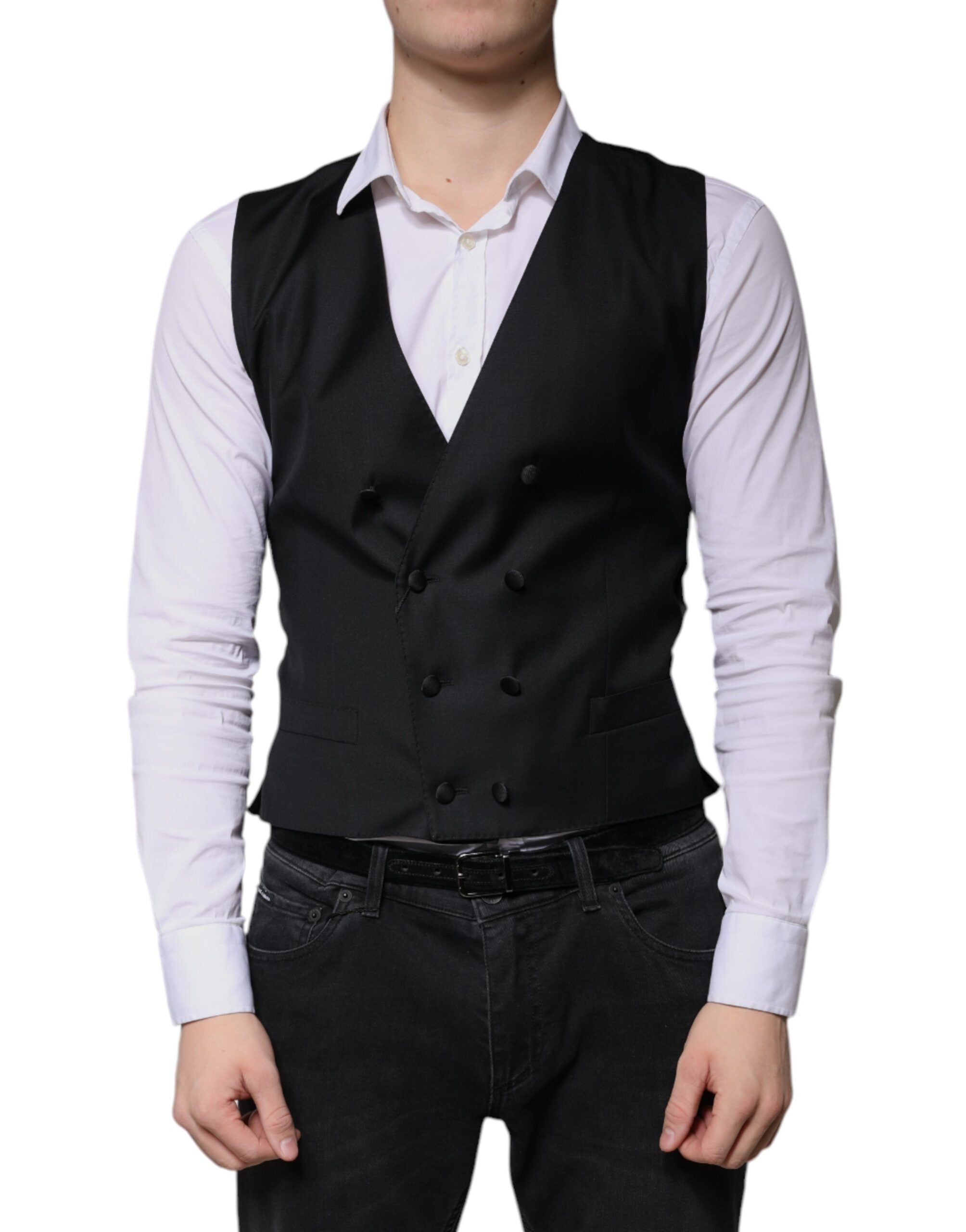 Black Wool Formal Dress Men Waistcoat Vest - ventzia