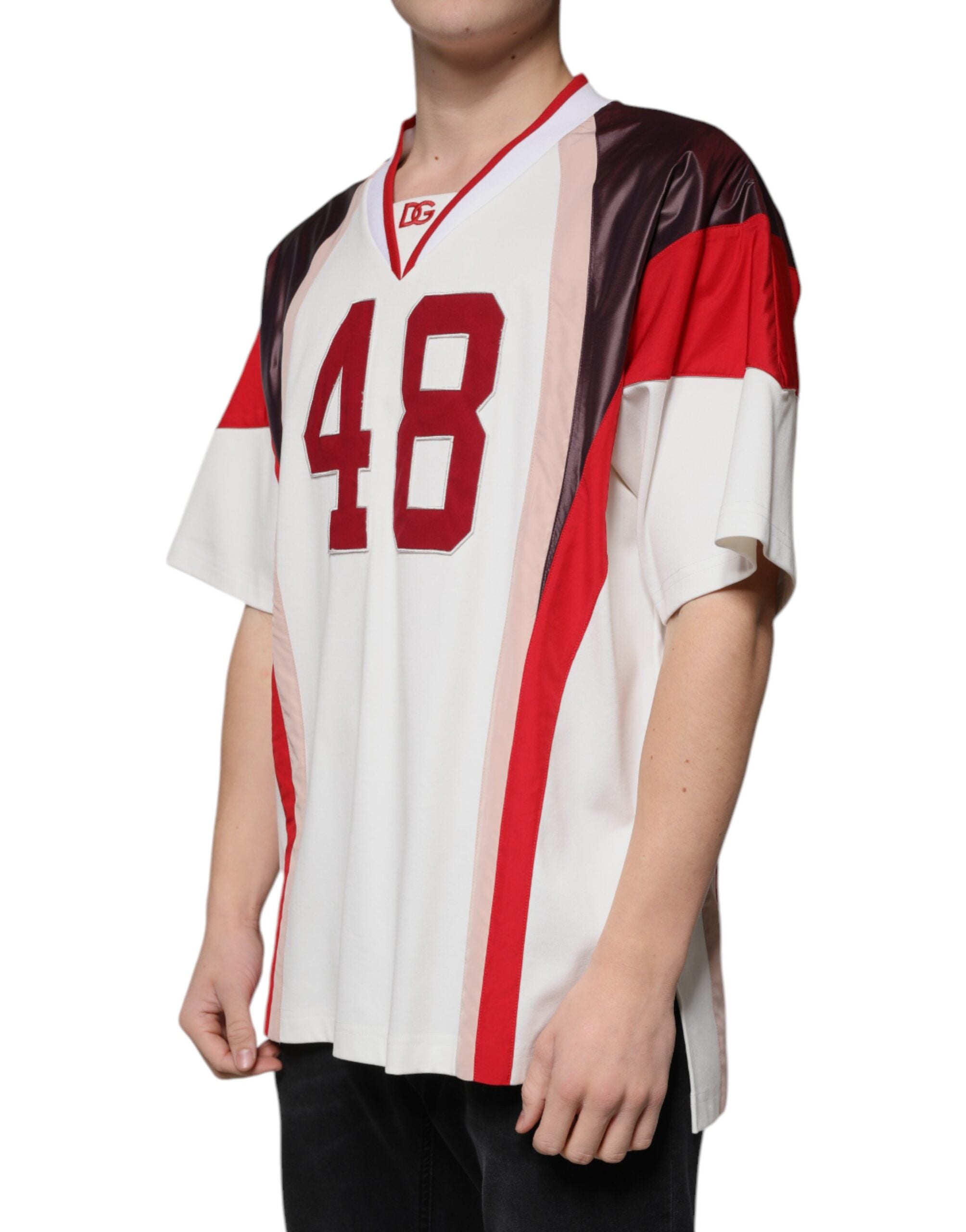 Multicolor Logo Jersey Cotton V-neck T-shirt - ventzia