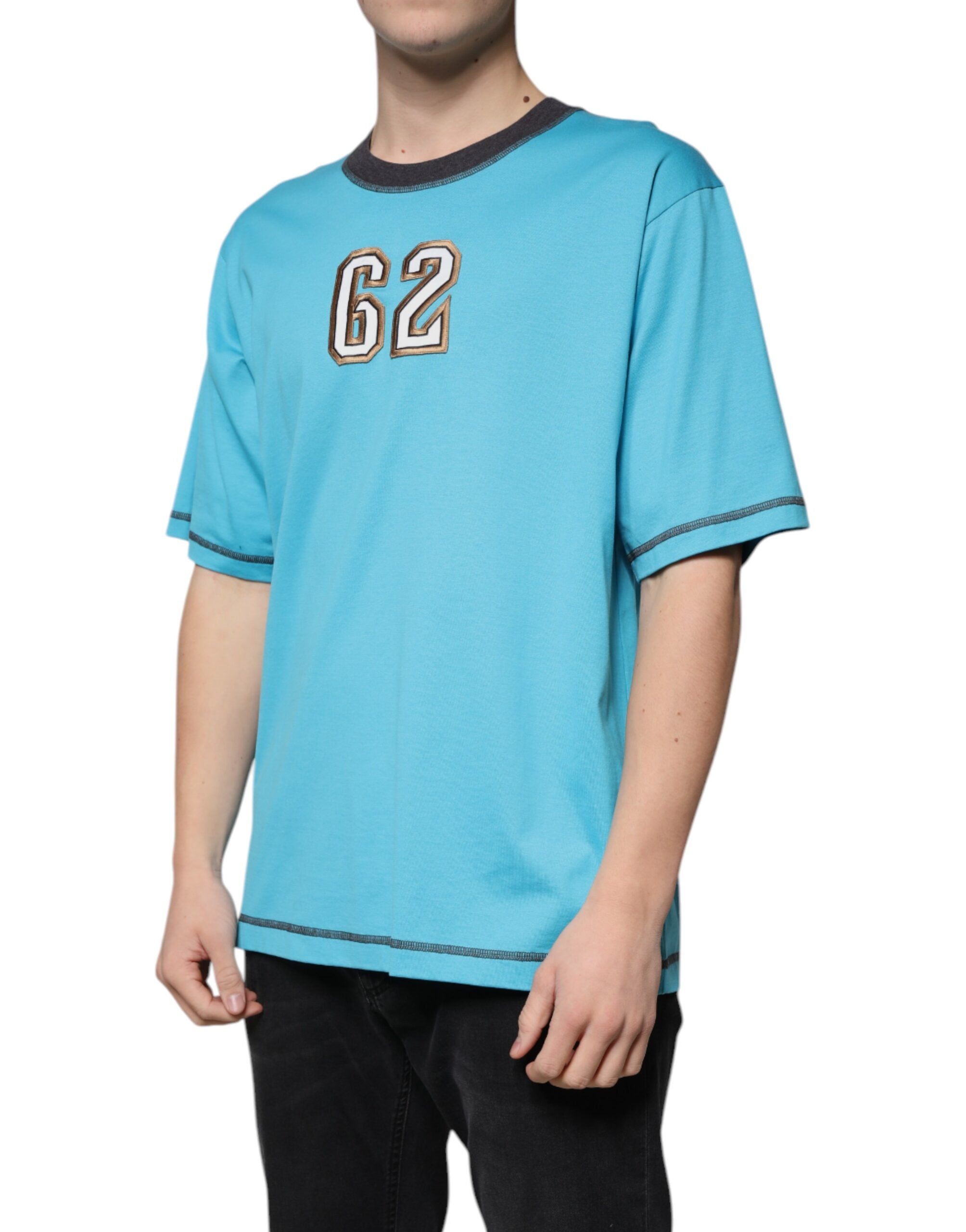 Blue Logo Crew Neck Short Sleeves T-shirt - ventzia