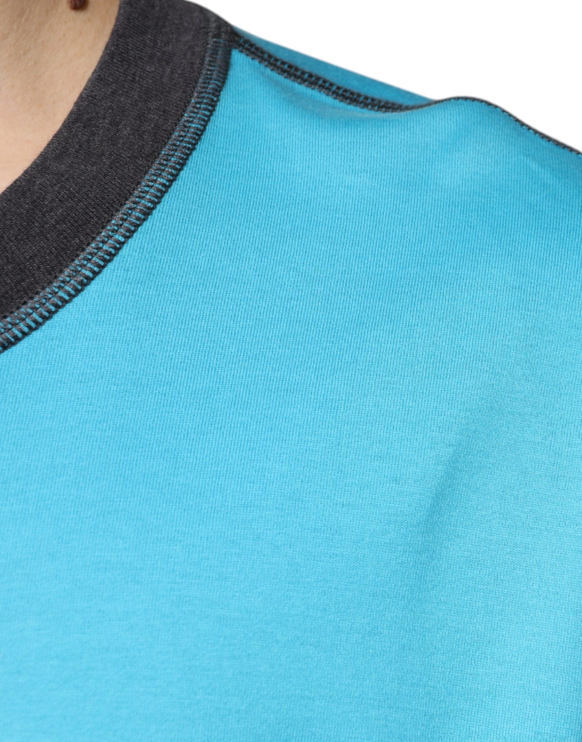 Blue Logo Crew Neck Short Sleeves T-shirt - ventzia