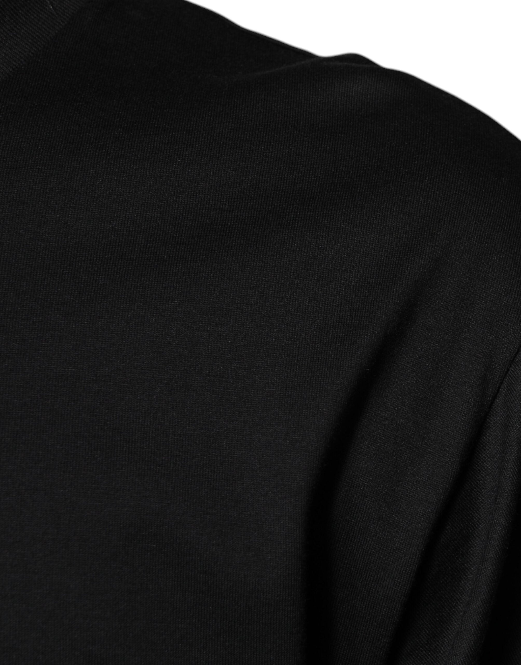 Black Cotton Crew Neck Short Sleeves T-shirt - ventzia