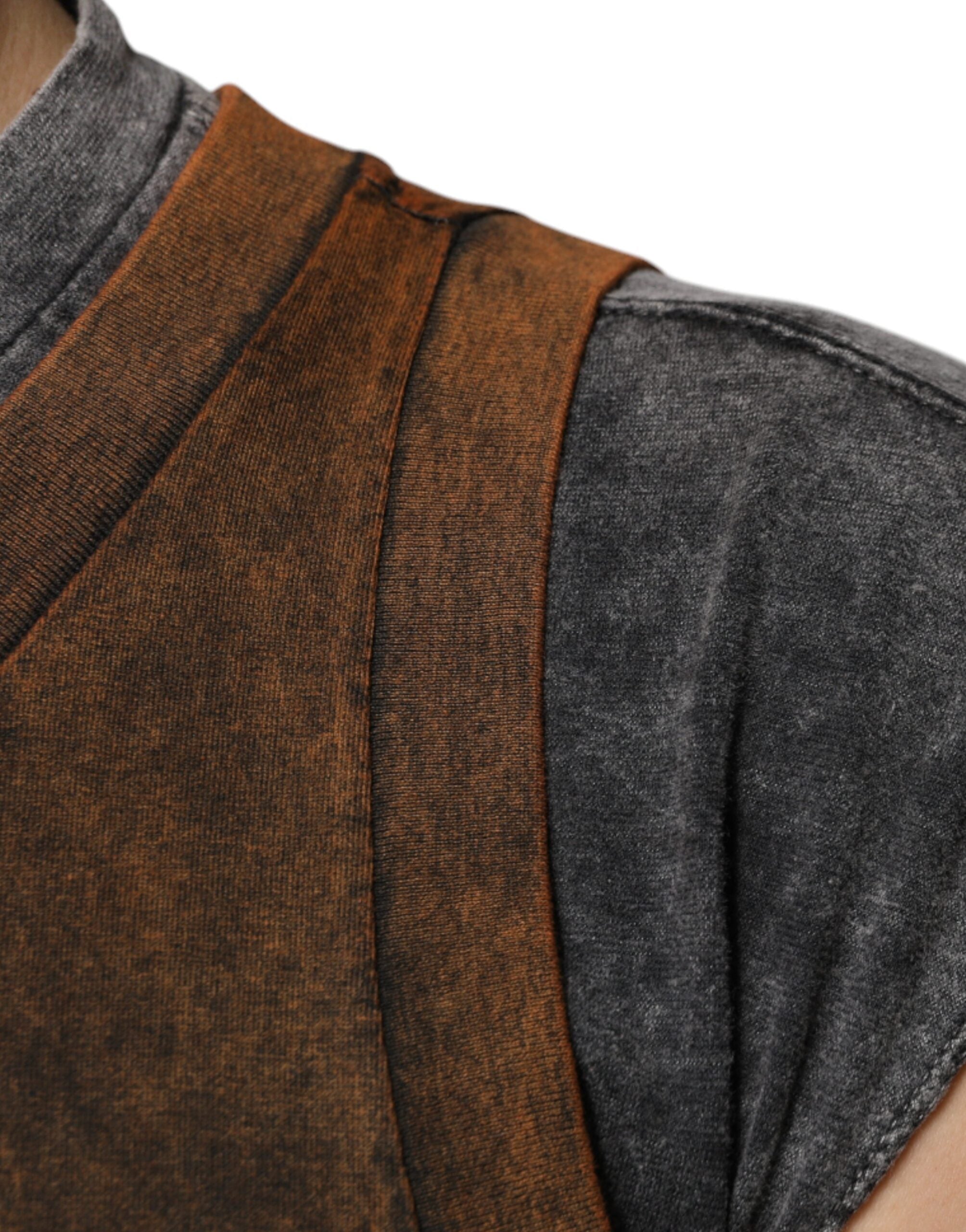 Brown Cotton Crew Neck Sleeveless T-shirt - ventzia