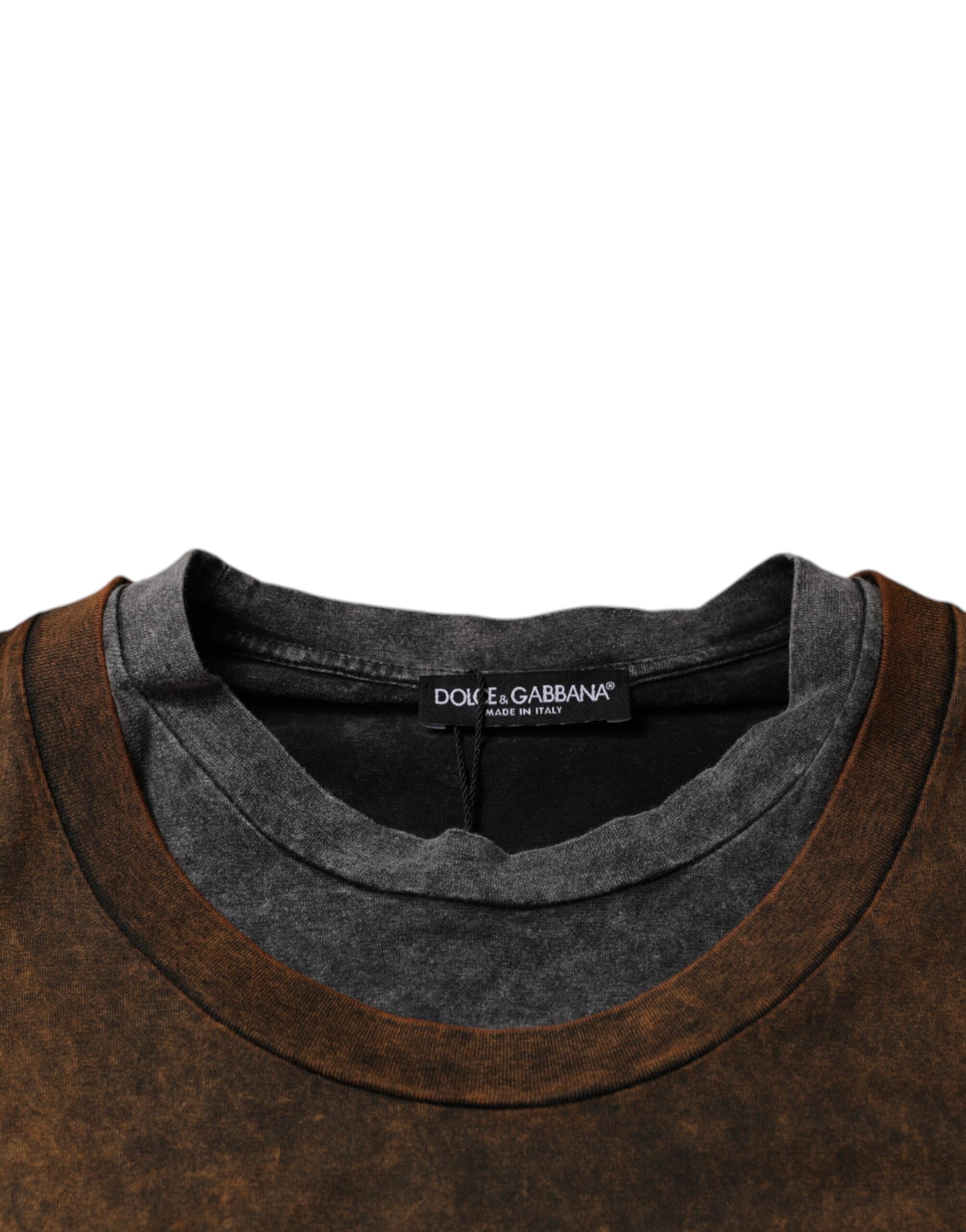 Brown Cotton Crew Neck Sleeveless T-shirt - ventzia