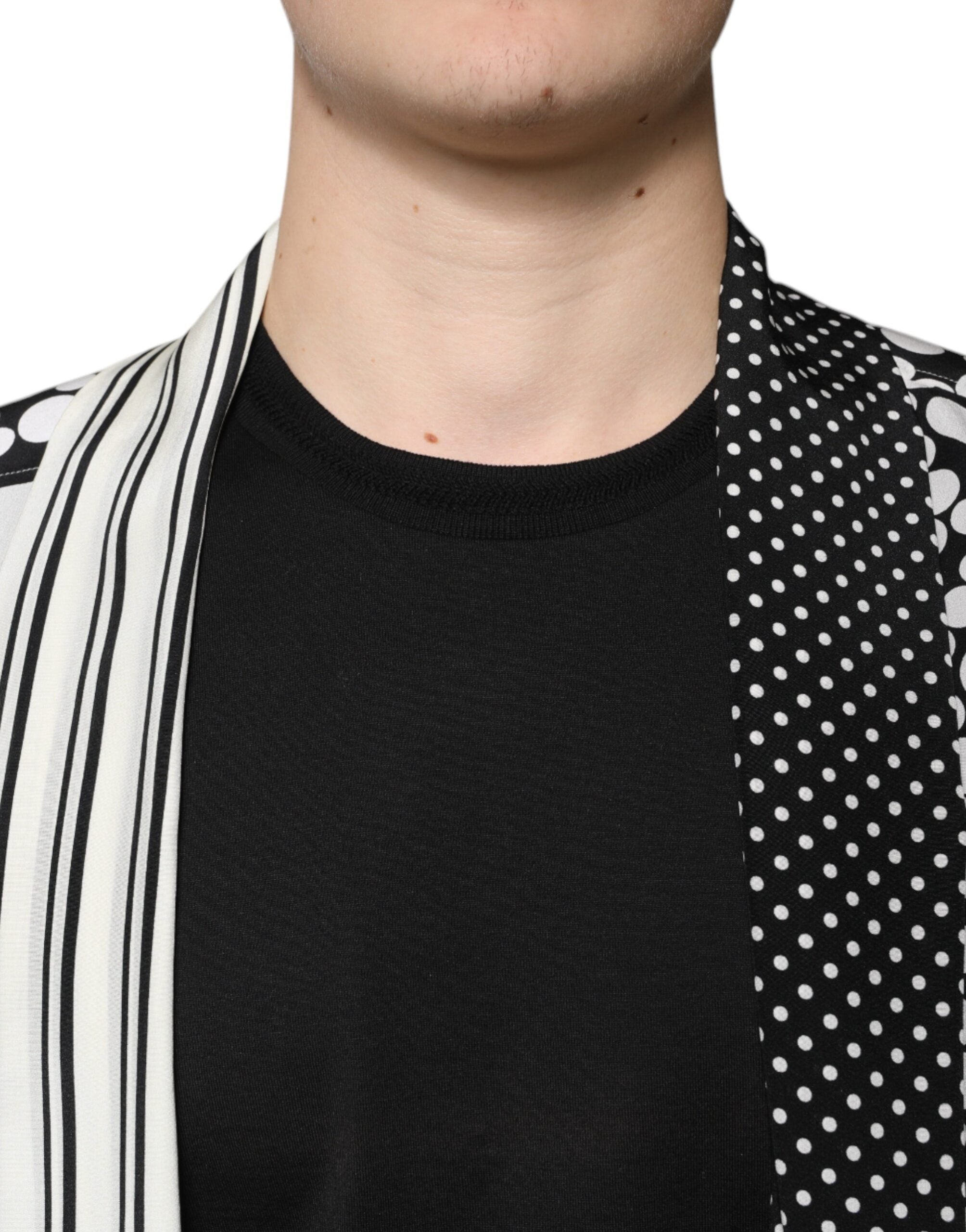 Black White Polka Dots Silk Men Casual Shirt - ventzia