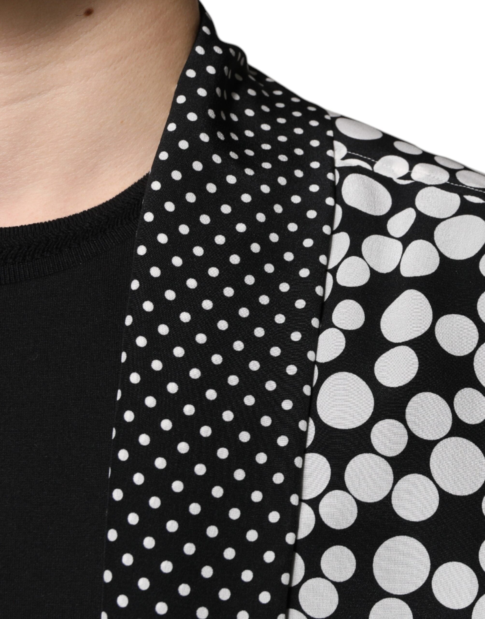 Black White Polka Dots Silk Men Casual Shirt - ventzia