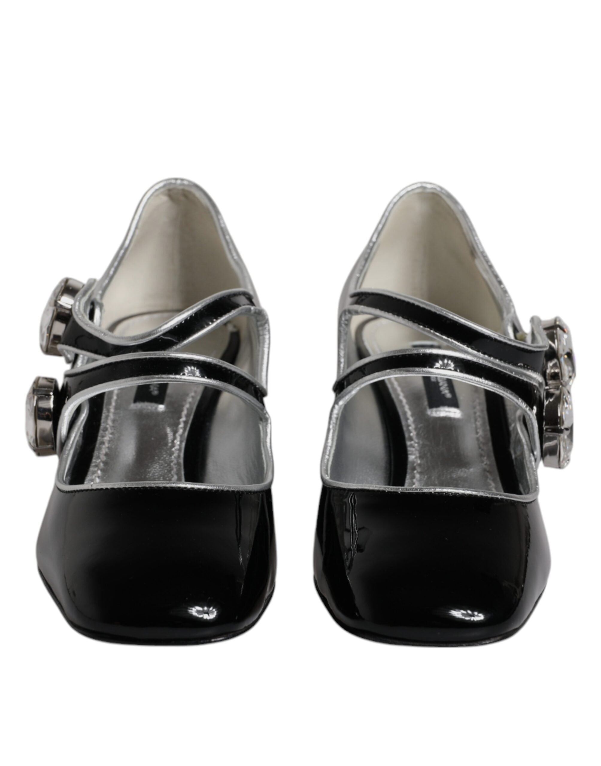 Black Patent Leather Crystal Mary Jane Pumps Shoes - ventzia