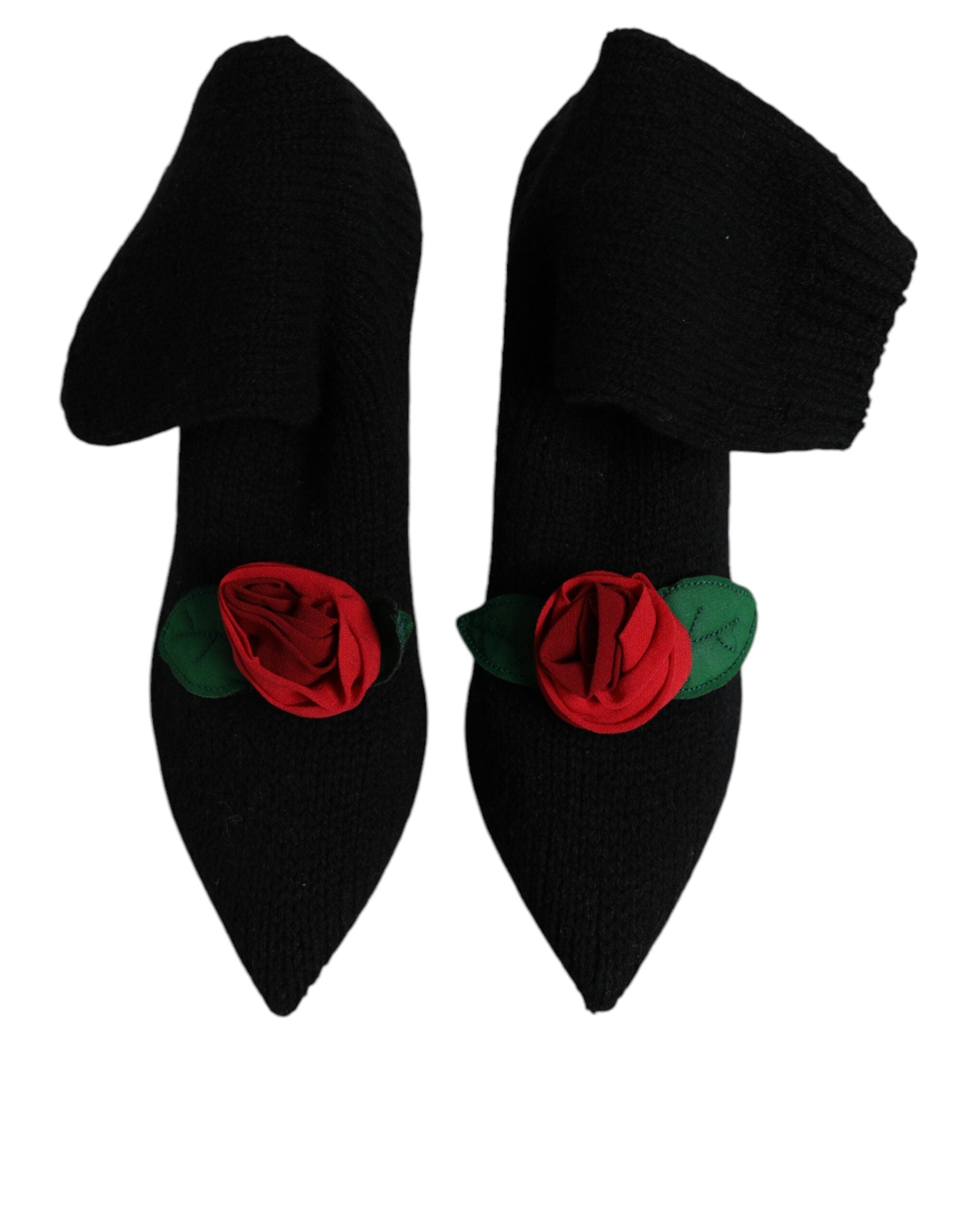 Black Stiletto Heels Mid Calf Boots Shoes - ventzia