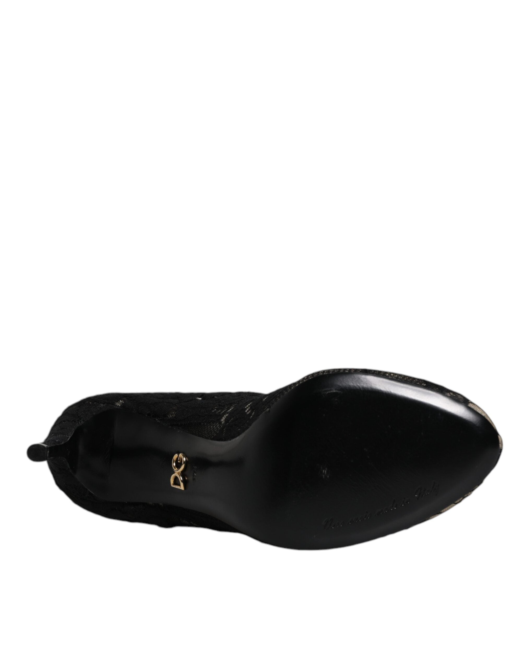 Black Lace Stretch Heels Mid Calf Boots Shoes - ventzia