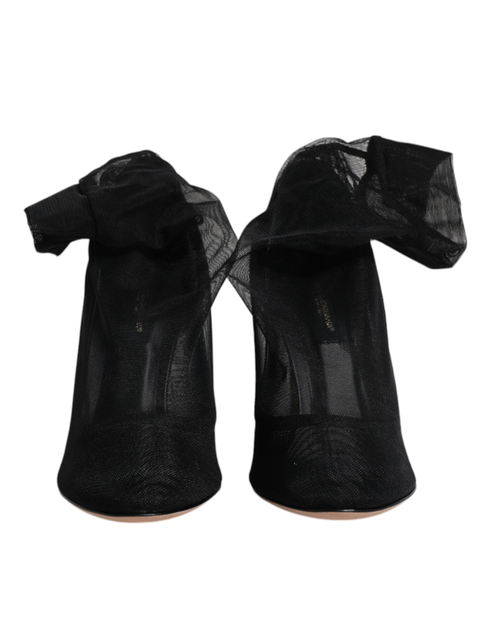 Black Nylon Mesh Sock Style Boots Shoes - ventzia