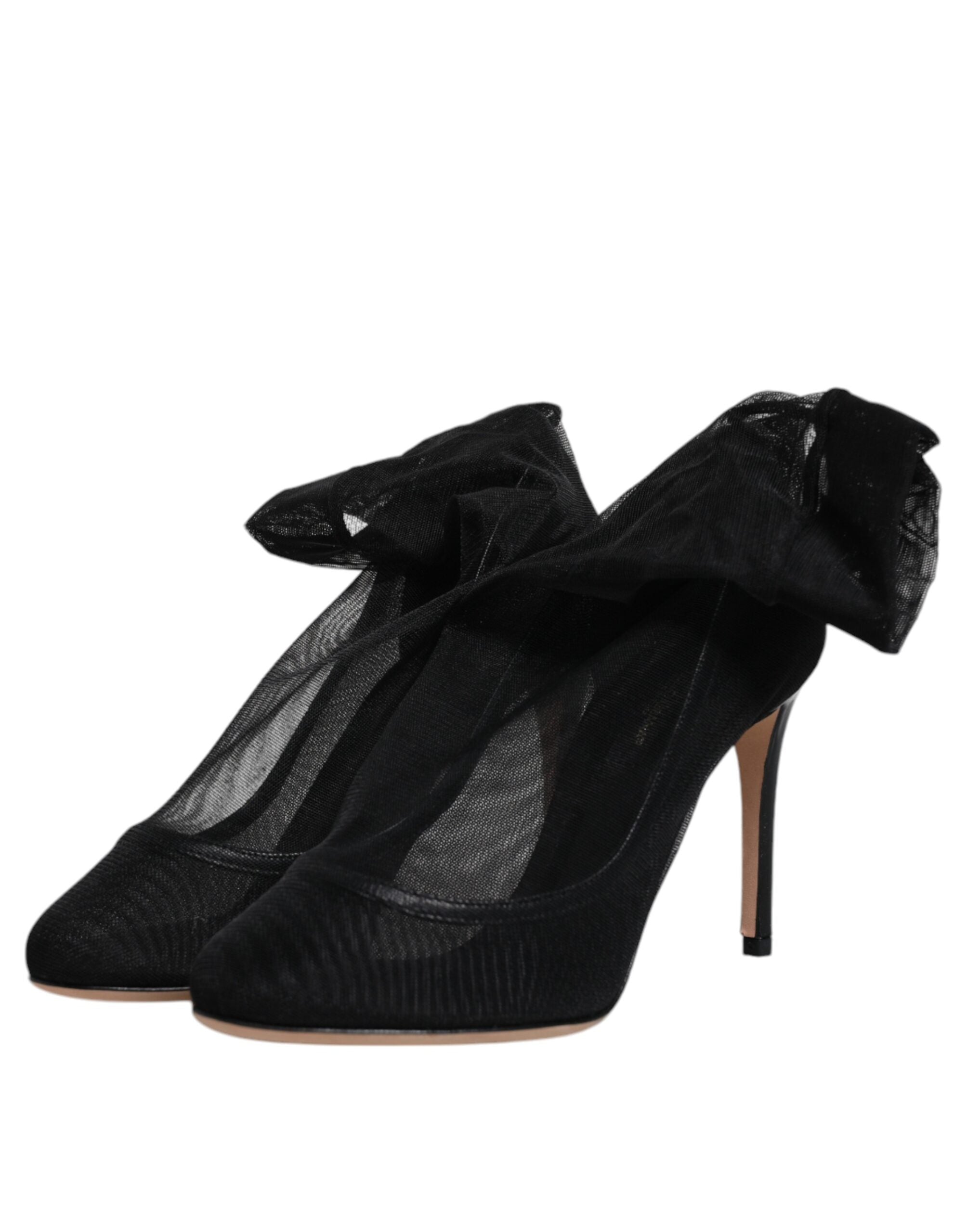 Black Nylon Mesh Sock Style Boots Shoes - ventzia