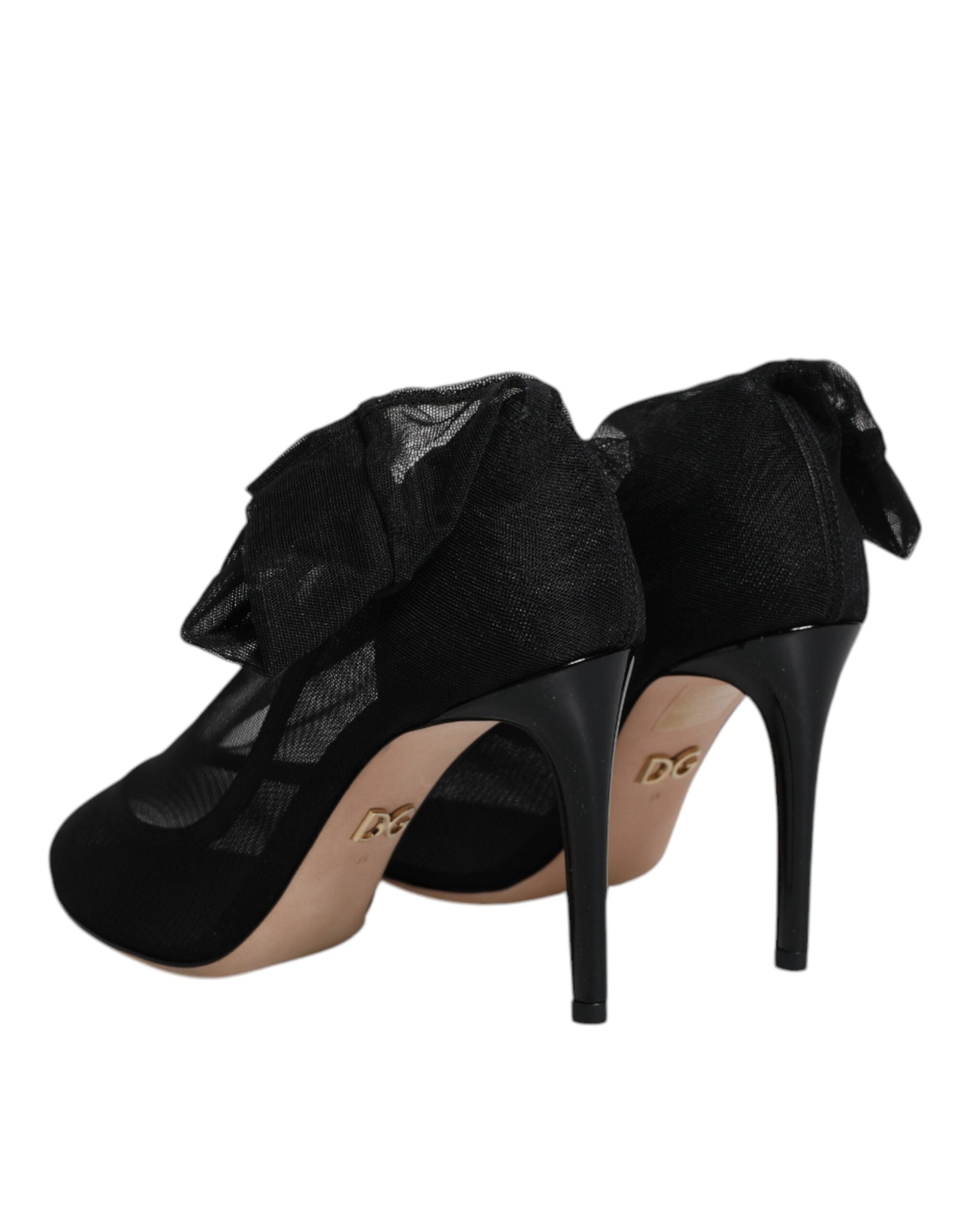 Black Nylon Mesh Sock Style Boots Shoes - ventzia