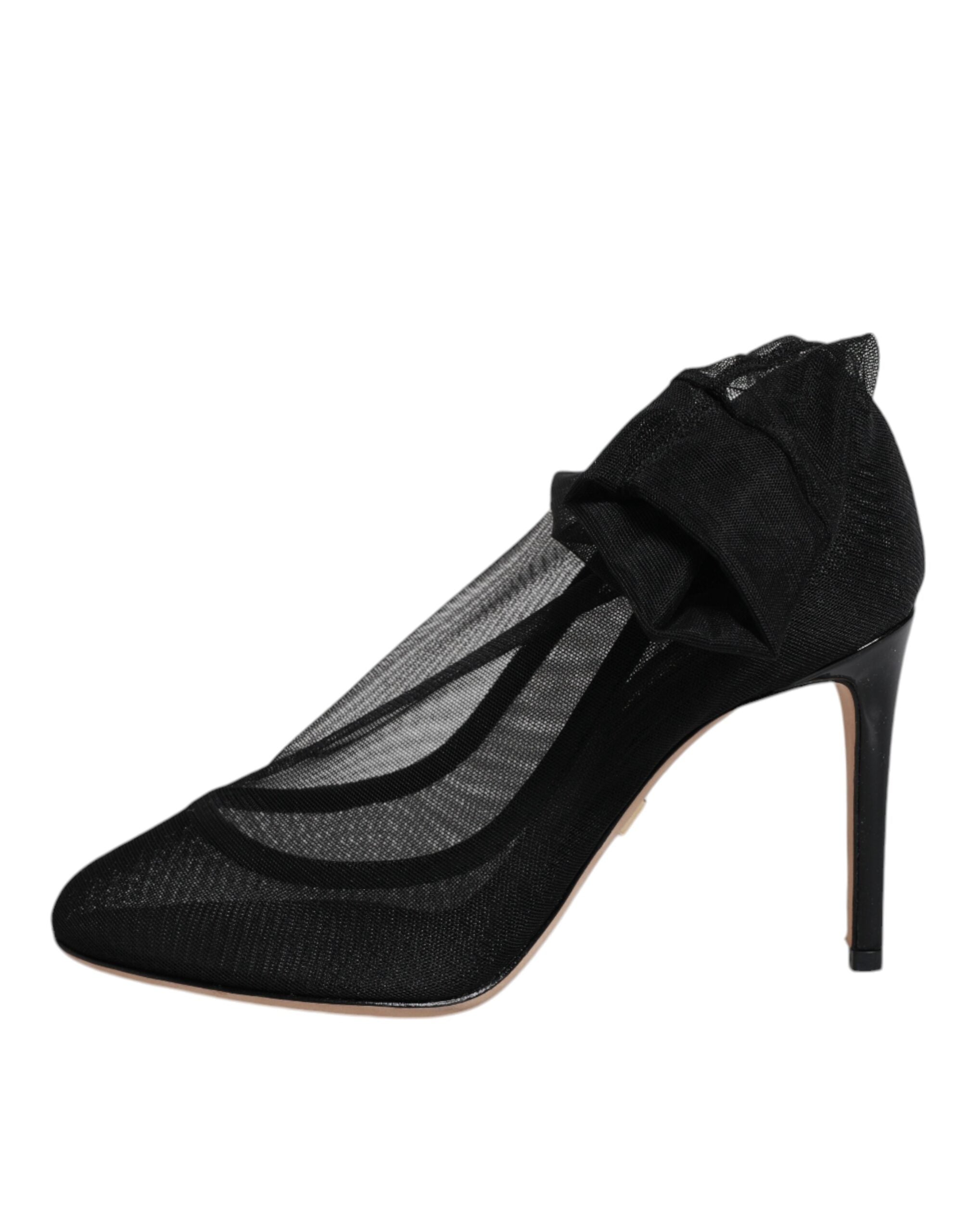 Black Nylon Mesh Sock Style Boots Shoes - ventzia