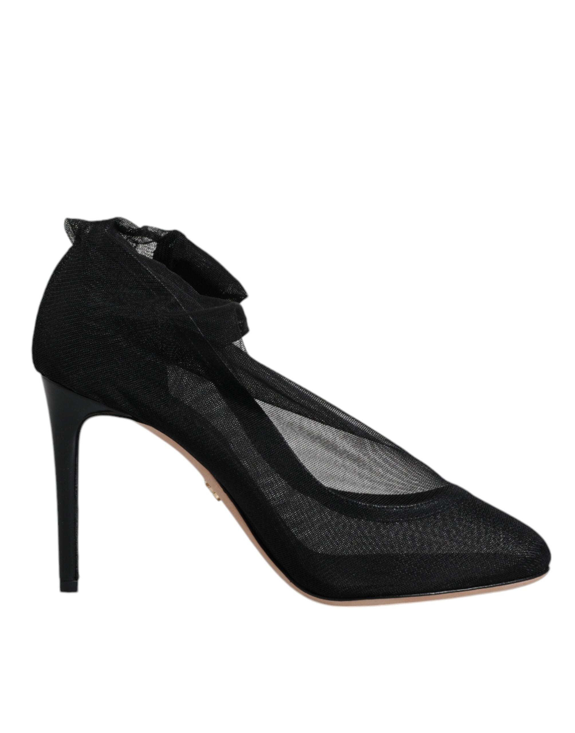 Black Nylon Mesh Sock Style Boots Shoes - ventzia