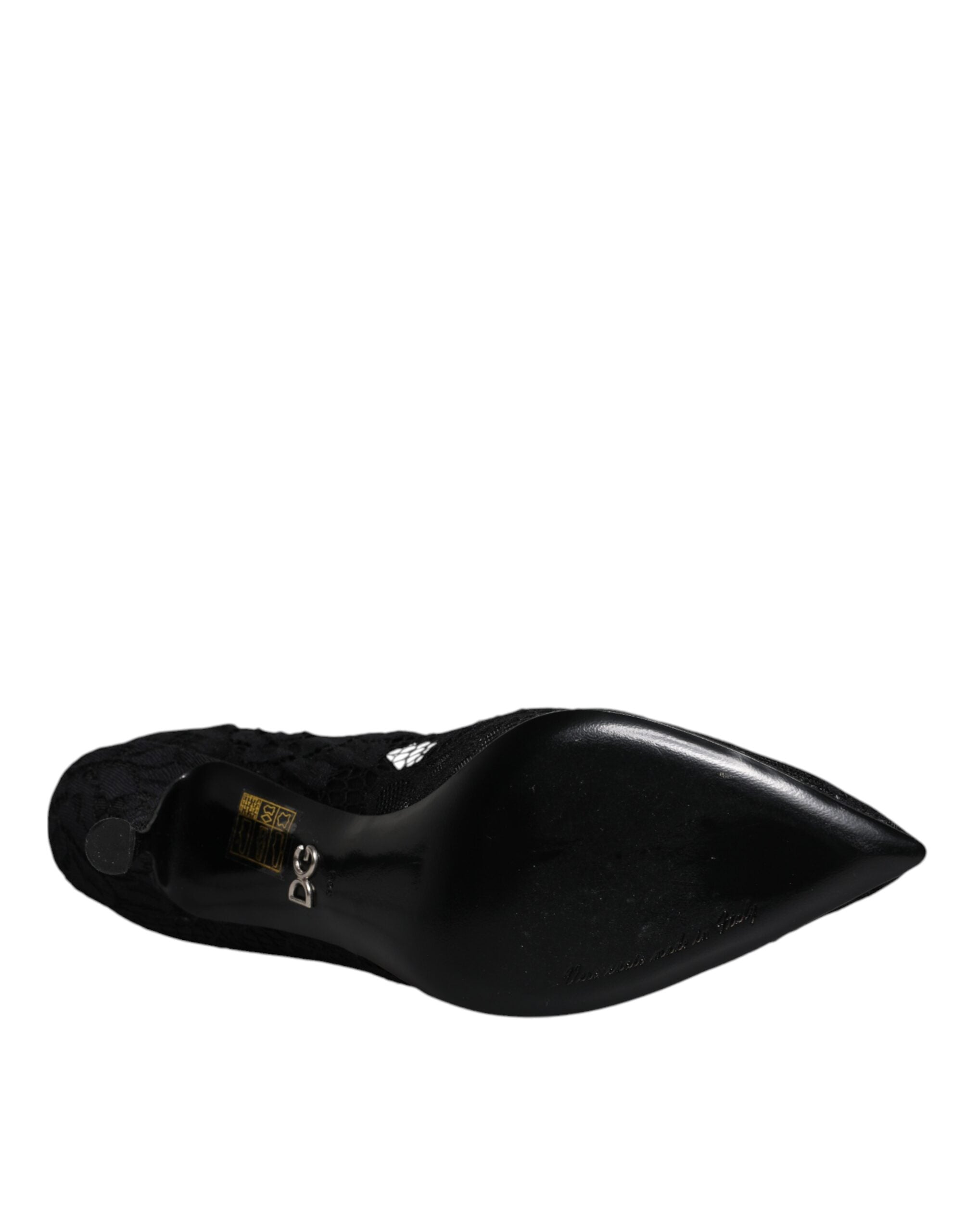 Black Lace Crystals Mary Jane Pumps Shoes - ventzia