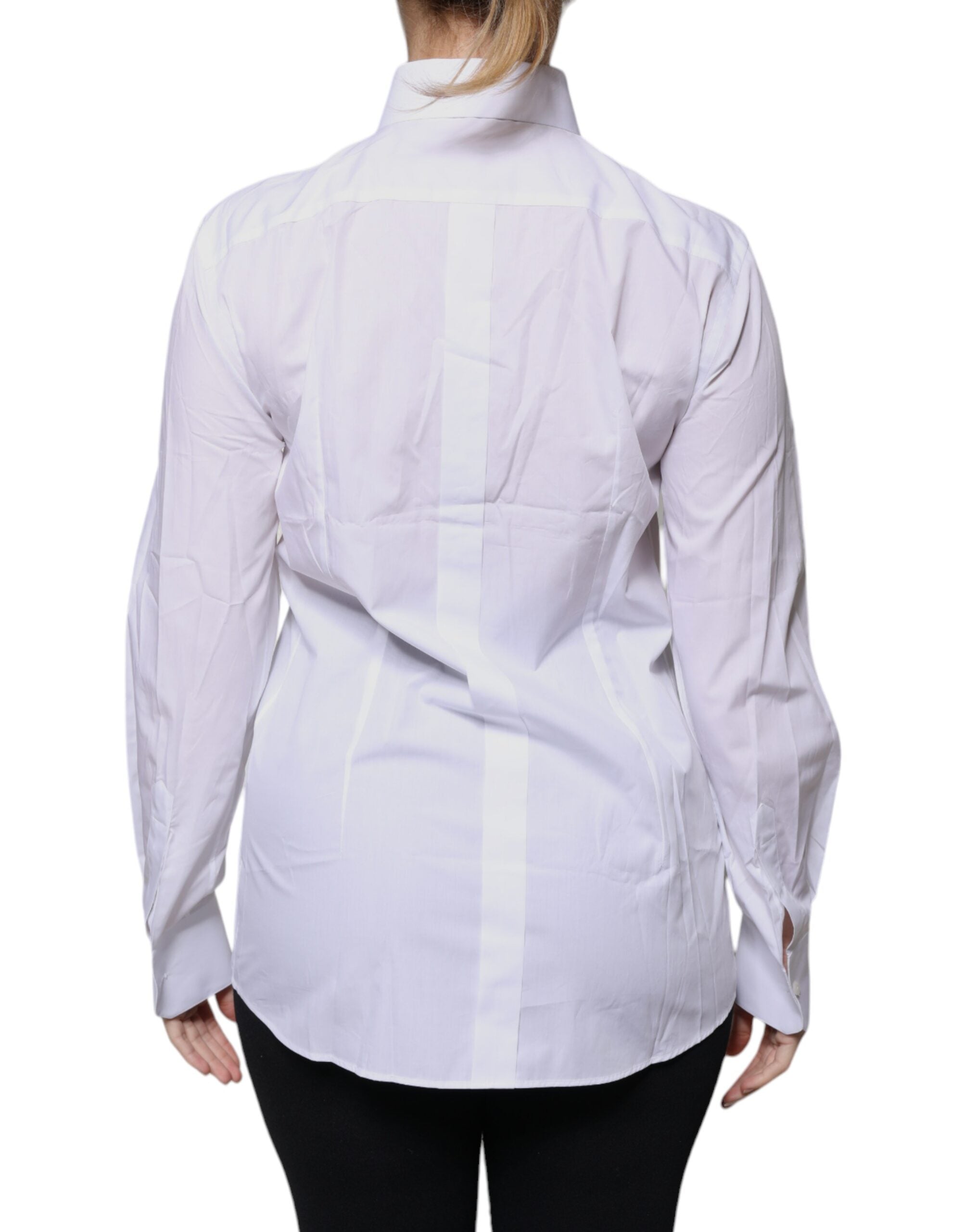 White Cotton Collared Long Sleeves Shirt Top - ventzia