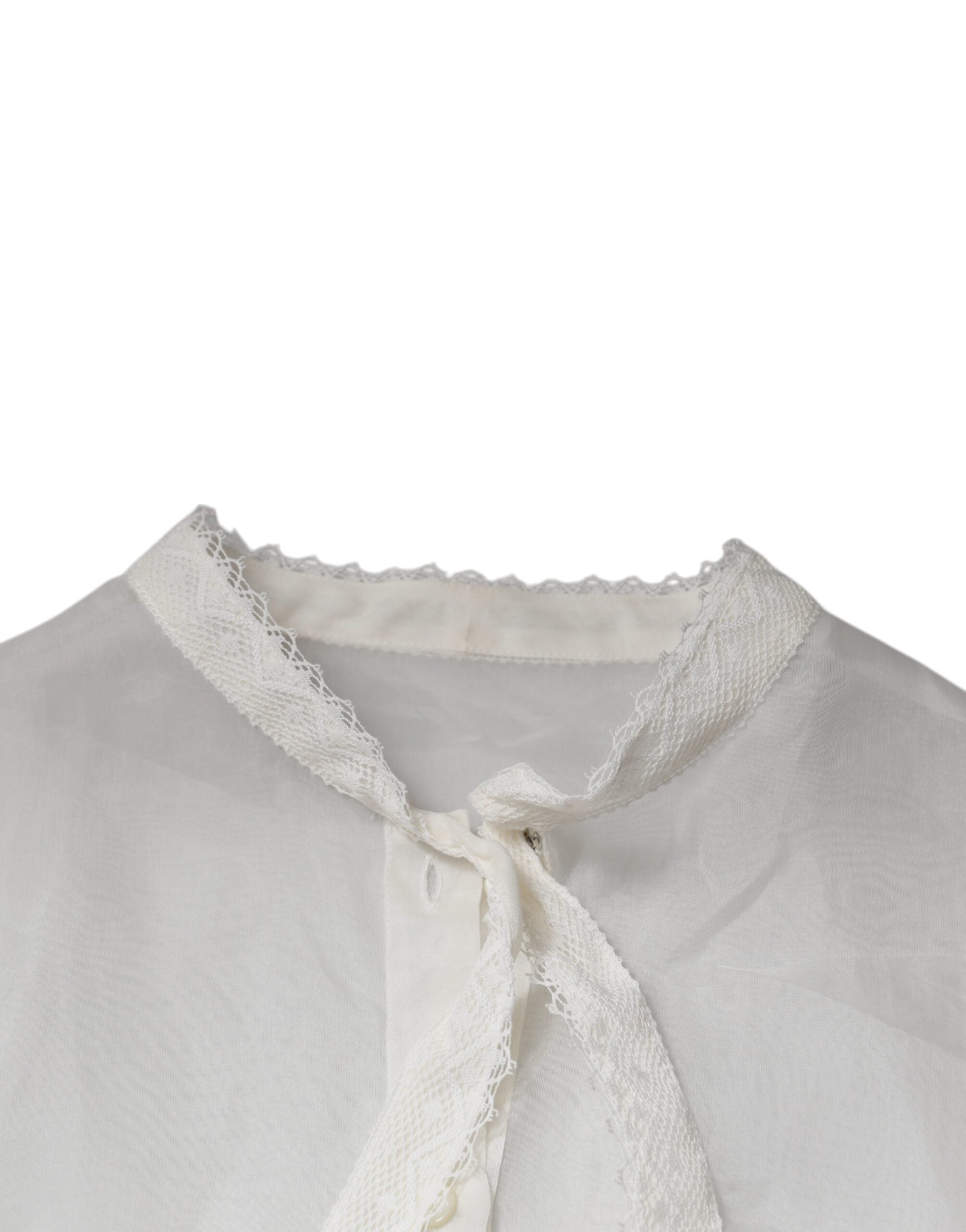 White Ascot Collar Long Sleeves Blouse Top - ventzia