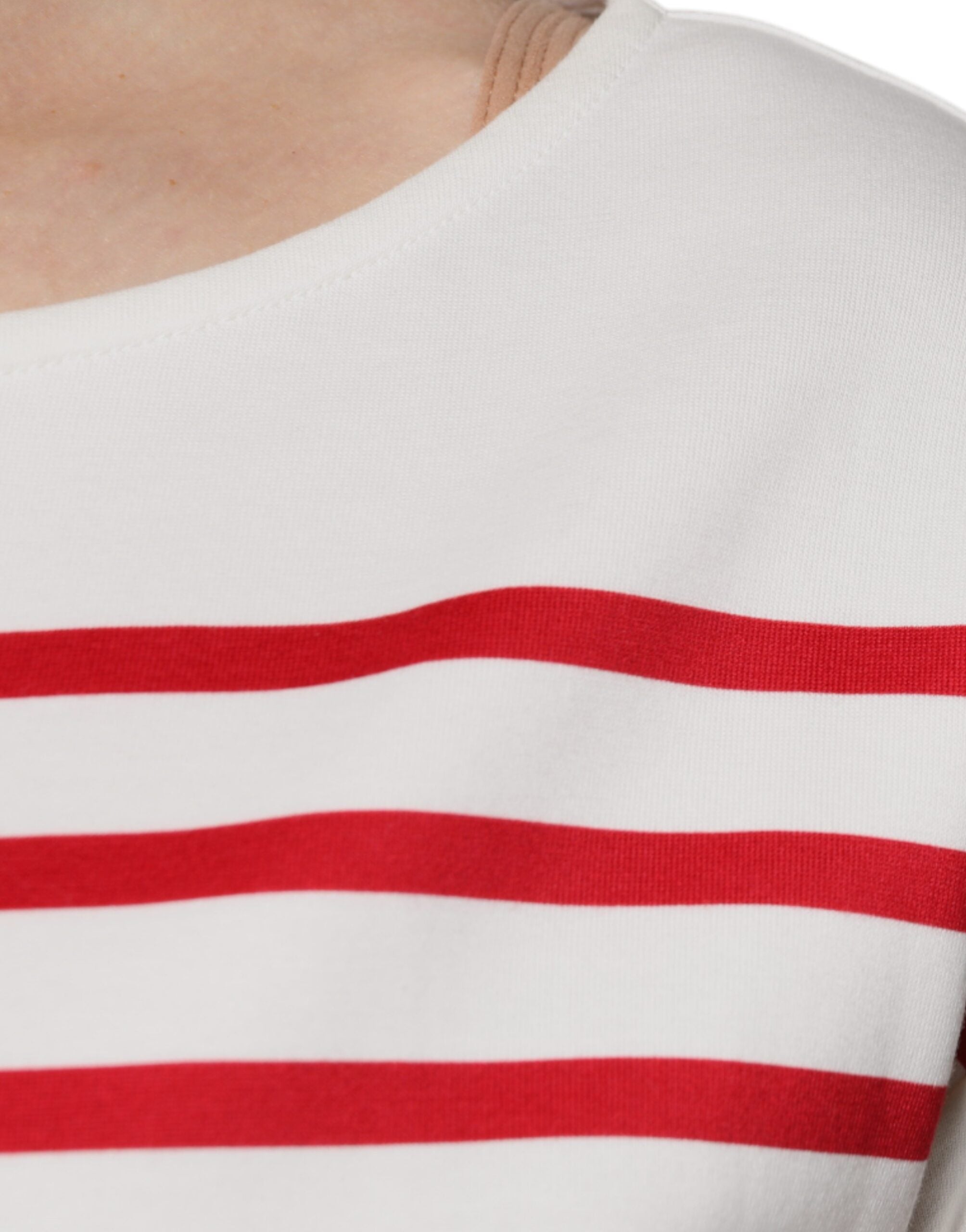 White Red Stripes Cotton Long Sleeves Top - ventzia