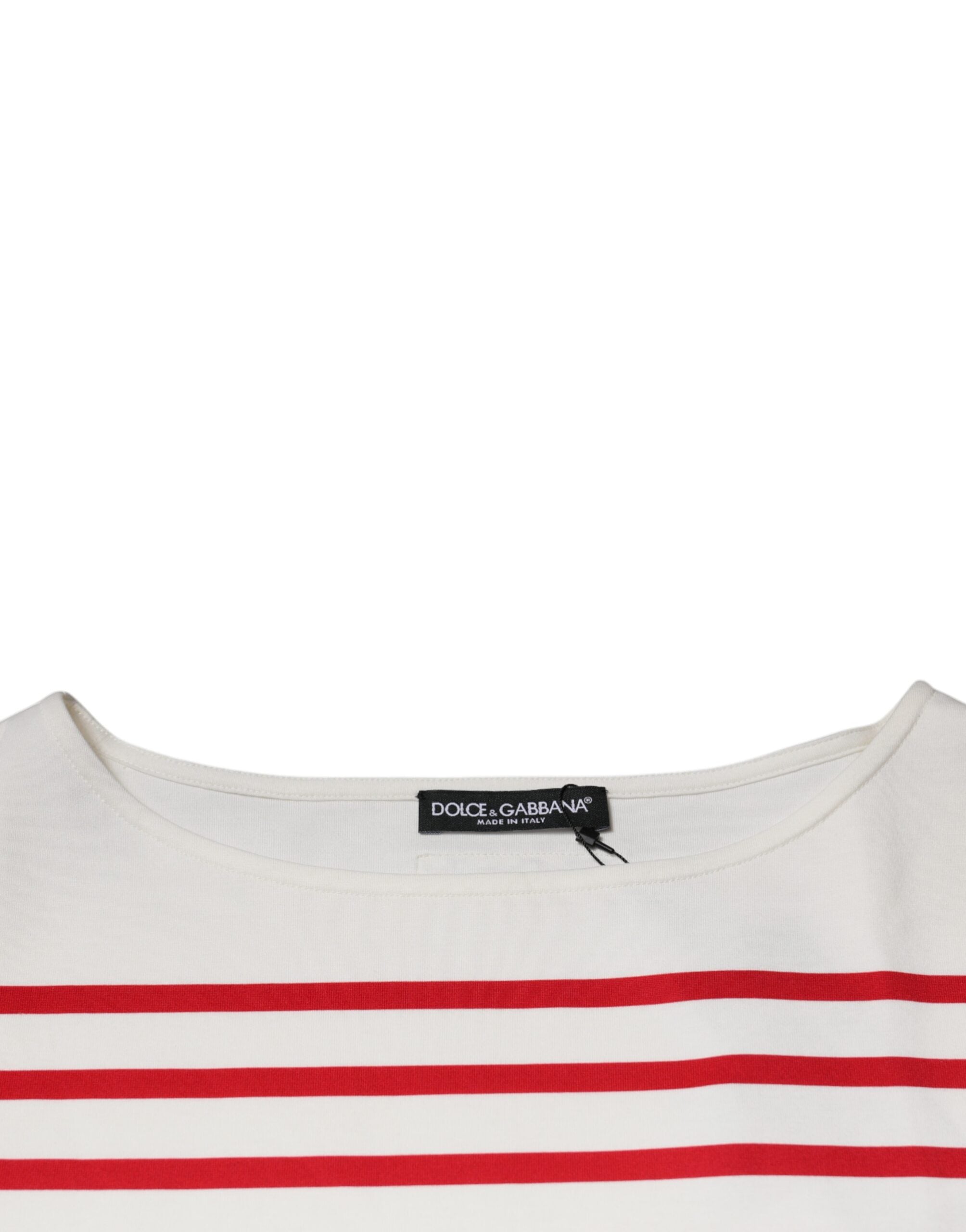 White Red Stripes Cotton Long Sleeves Top - ventzia