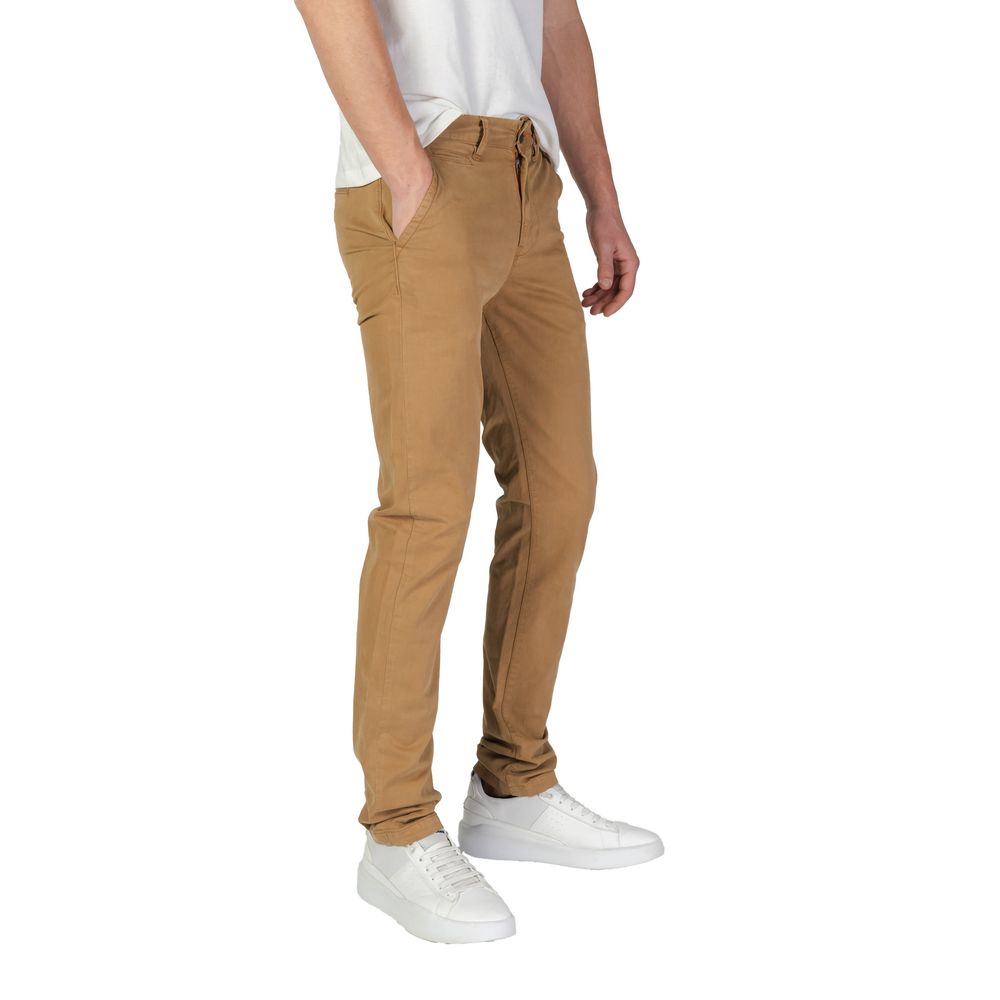 Beige Cotton Skinny Pant - ventzia