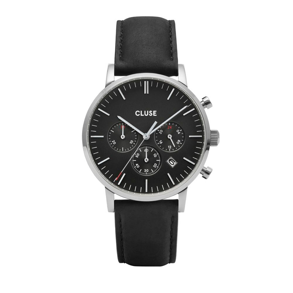 Black Leather Dress Watch - ventzia
