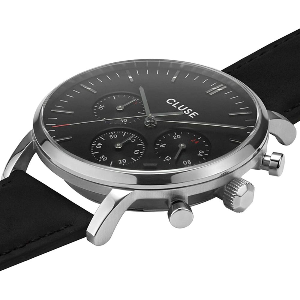 Black Leather Dress Watch - ventzia