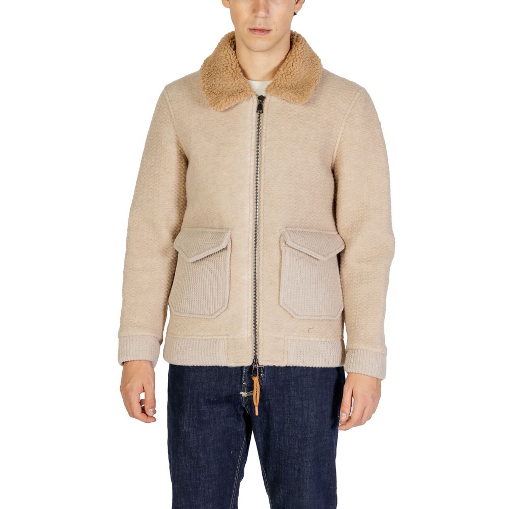 Beige Polyester Jackets & Coat - ventzia
