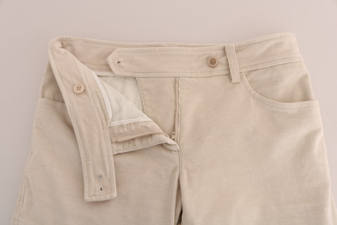 Chic Beige Corduroy Skinny Slim Fit Pants - ventzia