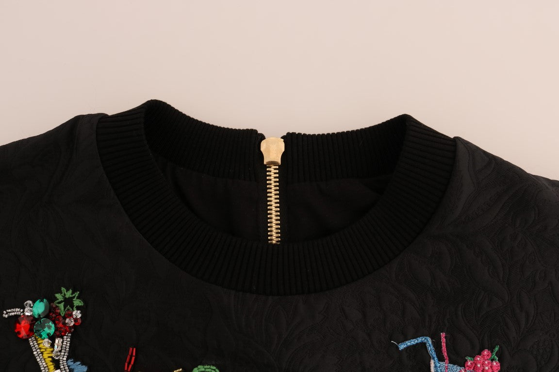 Enchanted Crystal Embellished Black Sweater - ventzia