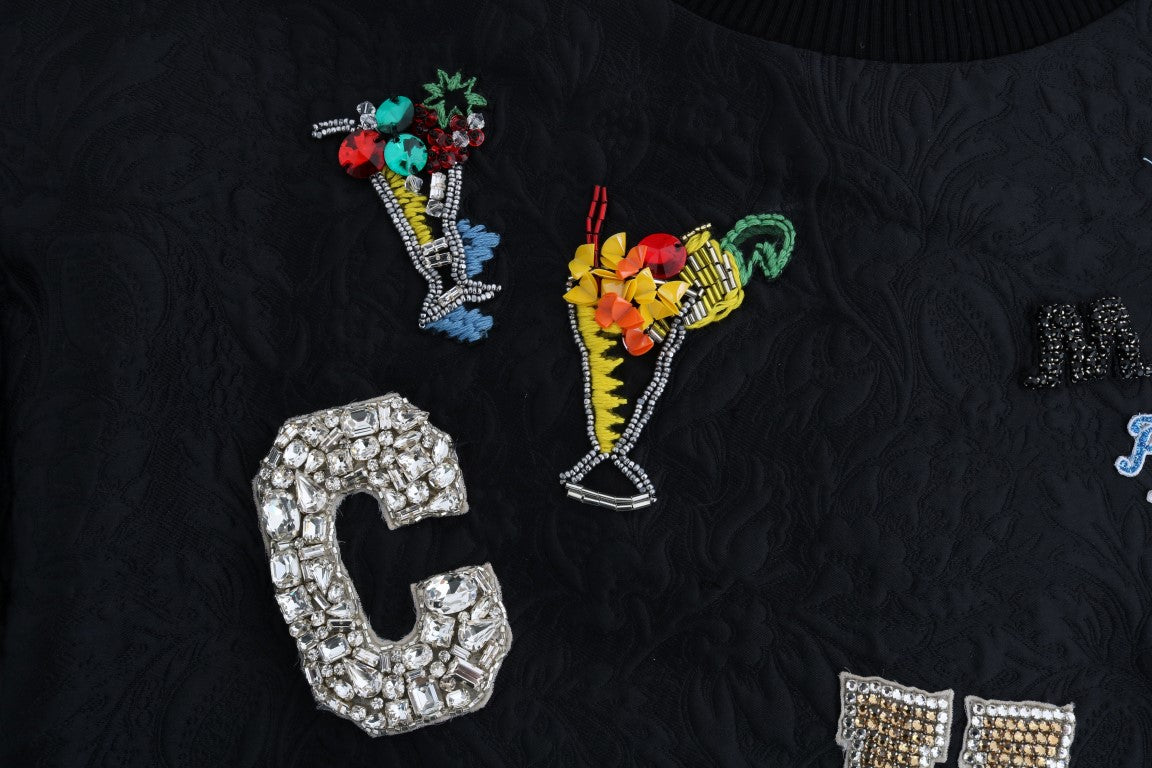 Enchanted Crystal Embellished Black Sweater - ventzia