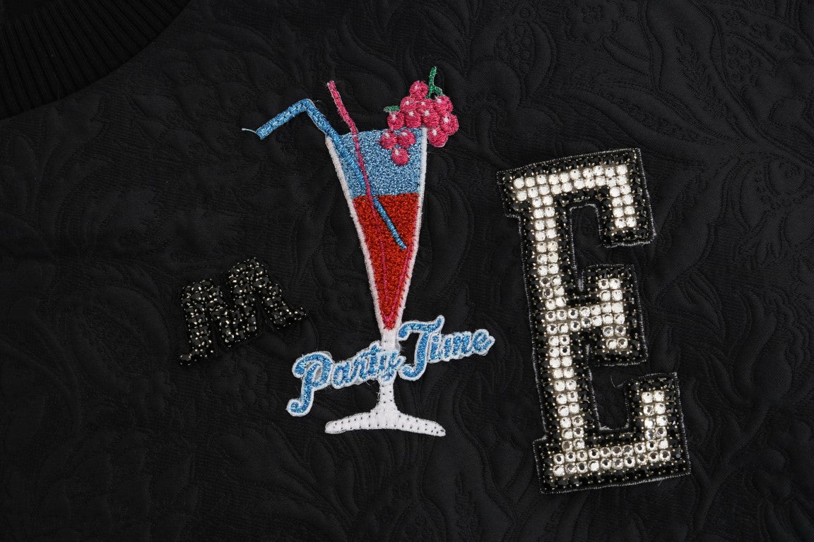 Enchanted Crystal Embellished Black Sweater - ventzia