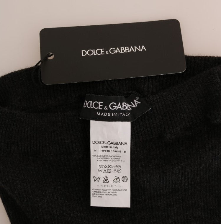 Elegant Gray Cashmere High Waist Pants - ventzia