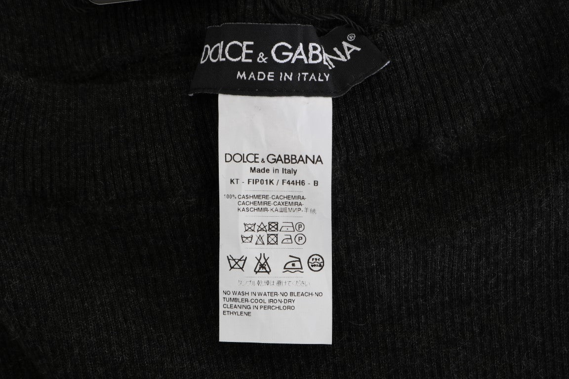 Elegant Gray Cashmere High Waist Pants - ventzia
