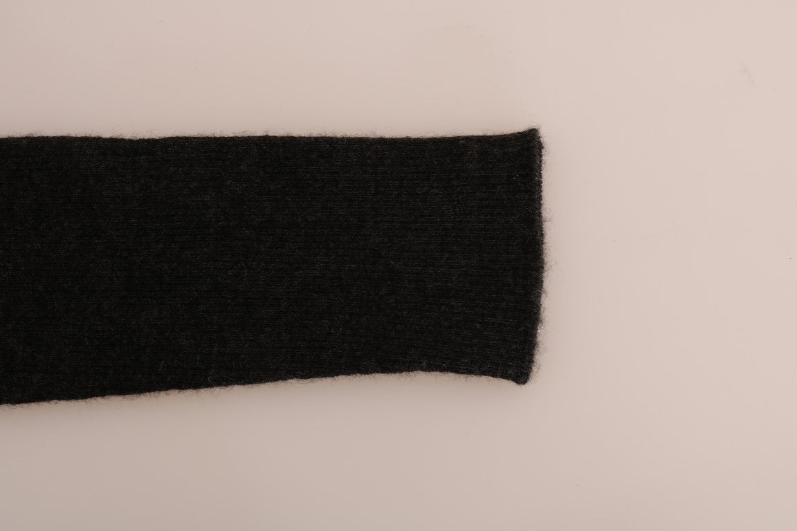Elegant Gray Cashmere High Waist Pants - ventzia