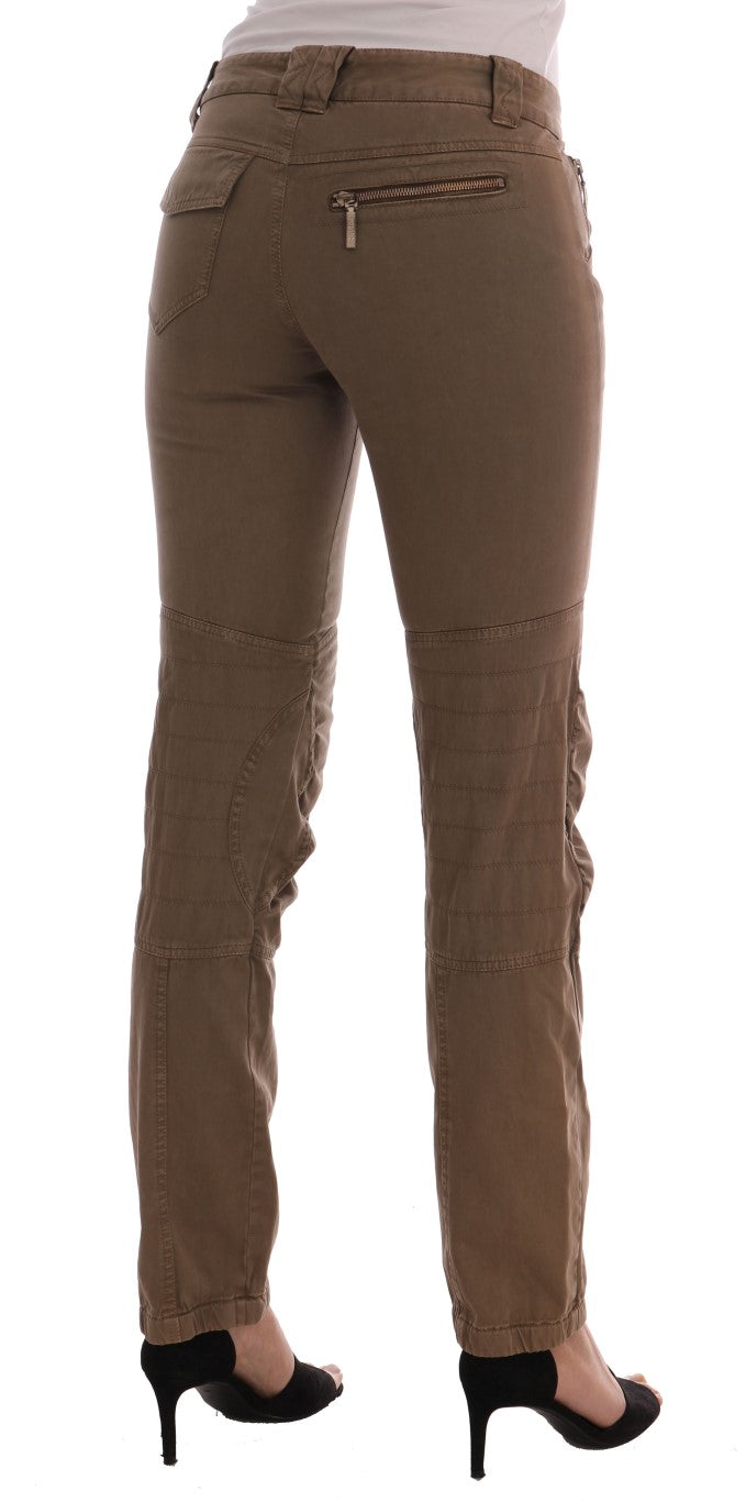Chic Brown Casual Cotton Pants - ventzia
