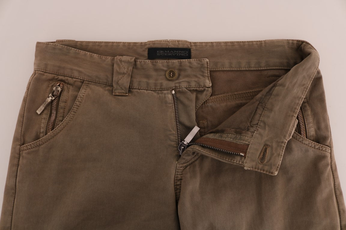 Chic Brown Casual Cotton Pants - ventzia