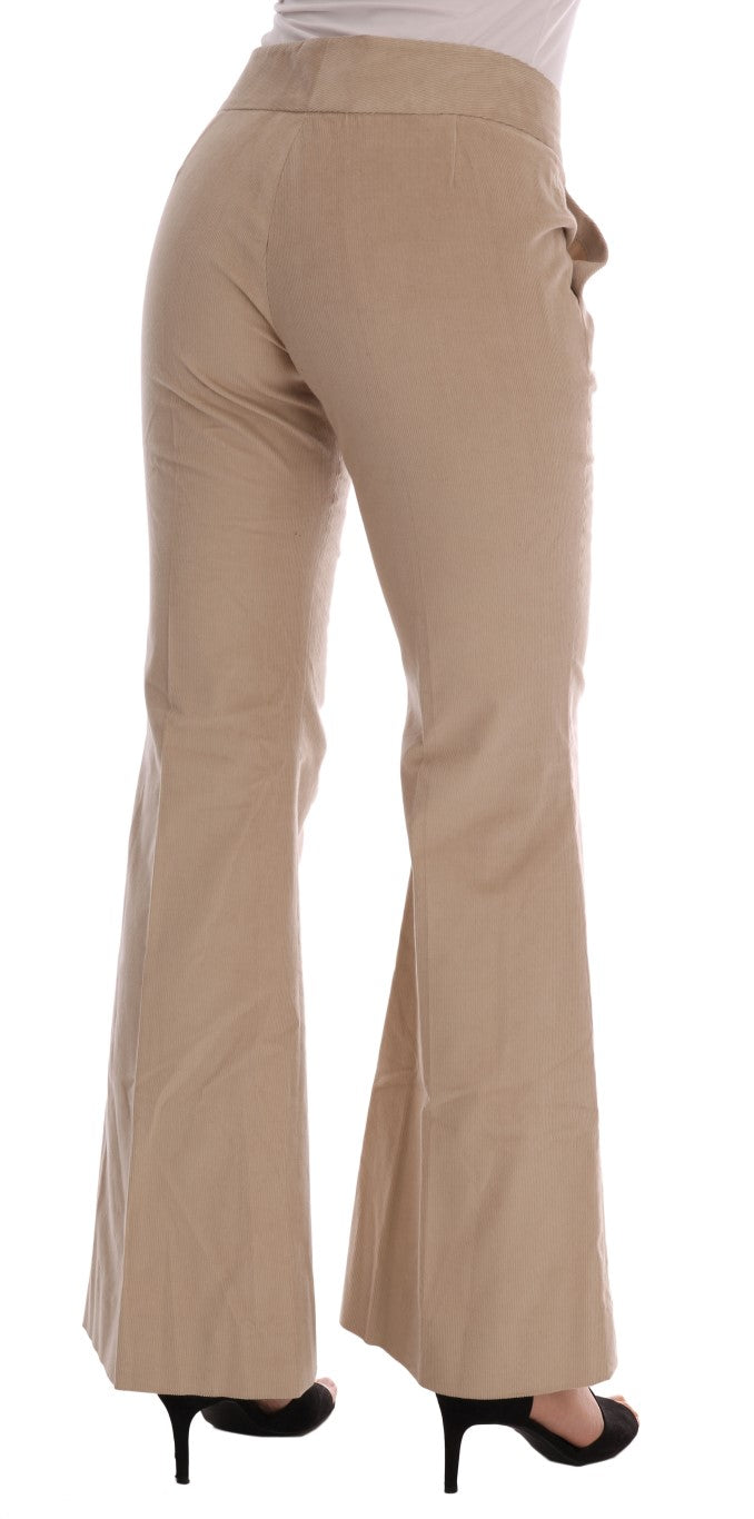 Chic Beige Bootcut Flared Pants - ventzia