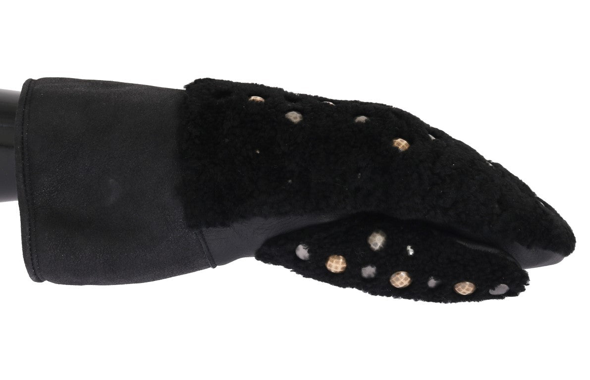 Studded Black Leather Gentleman's Gloves - ventzia