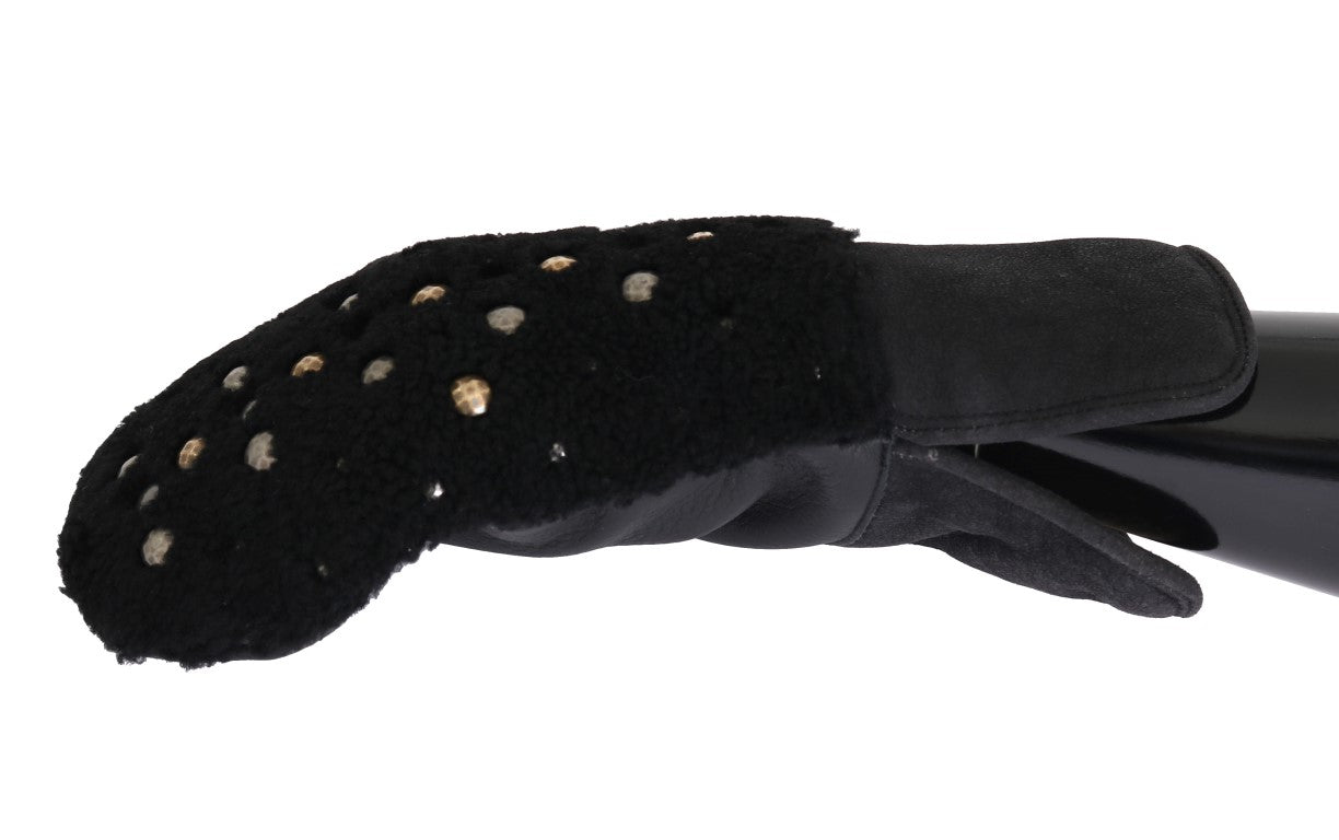 Studded Black Leather Gentleman's Gloves - ventzia