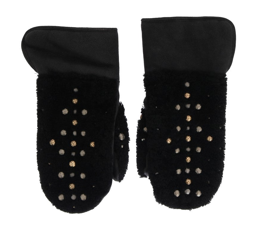 Studded Black Leather Gentleman's Gloves - ventzia