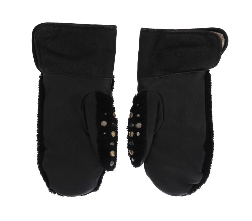 Studded Black Leather Gentleman's Gloves - ventzia