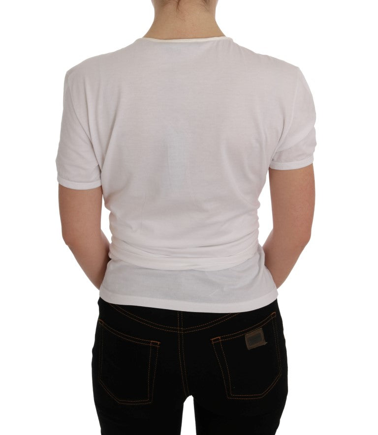 Elegant White Wrap Blouse with Crystal Accents - ventzia