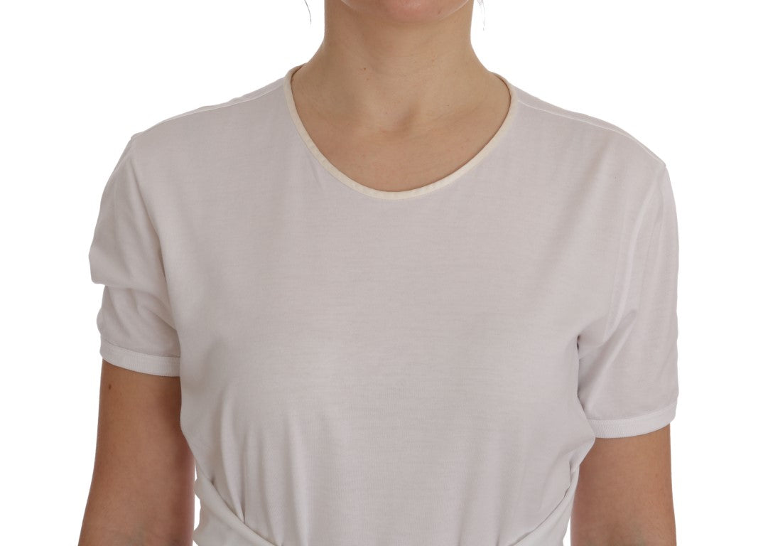 Elegant White Wrap Blouse with Crystal Accents - ventzia