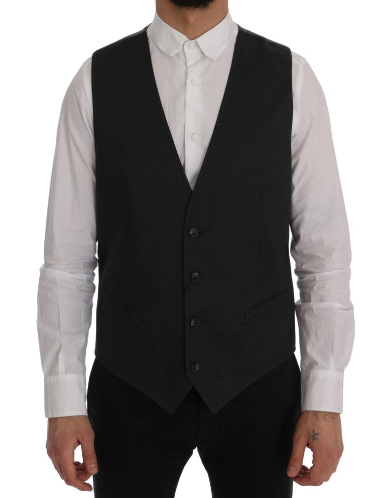 Elegant Gray Waistcoat Vest - ventzia