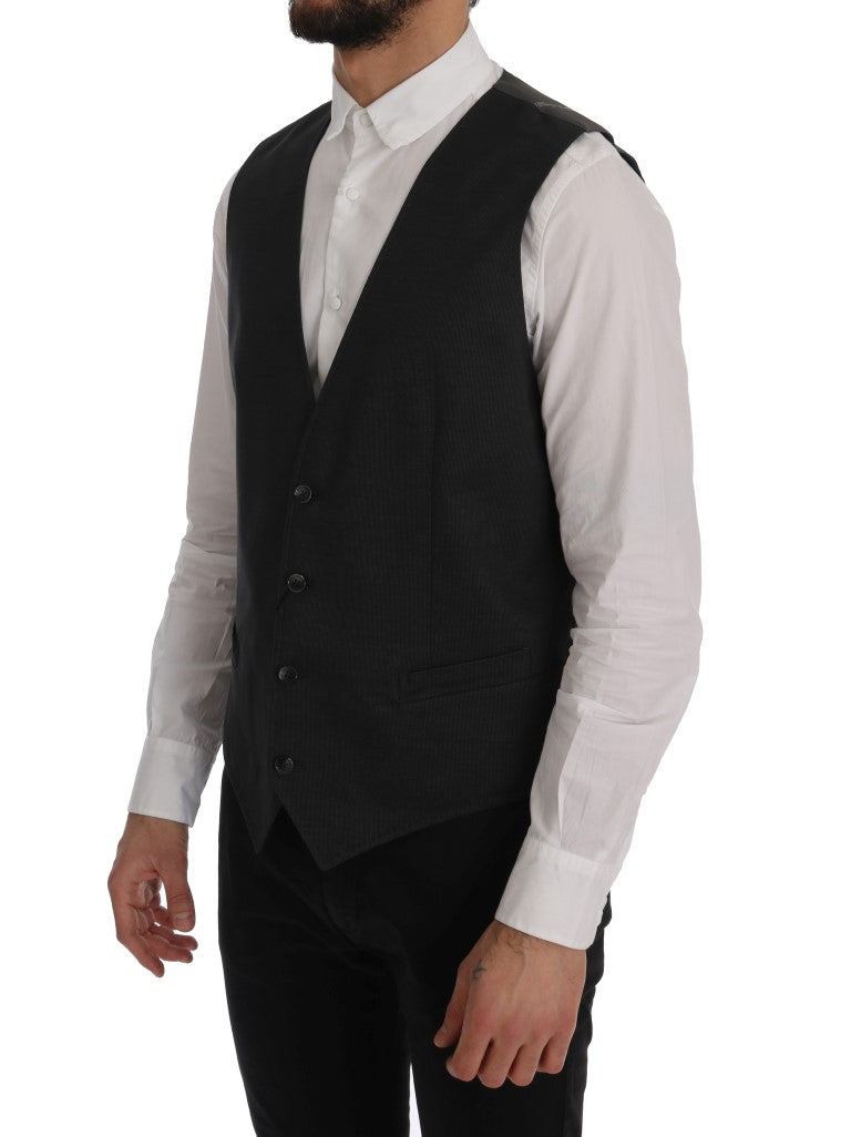 Elegant Gray Waistcoat Vest - ventzia