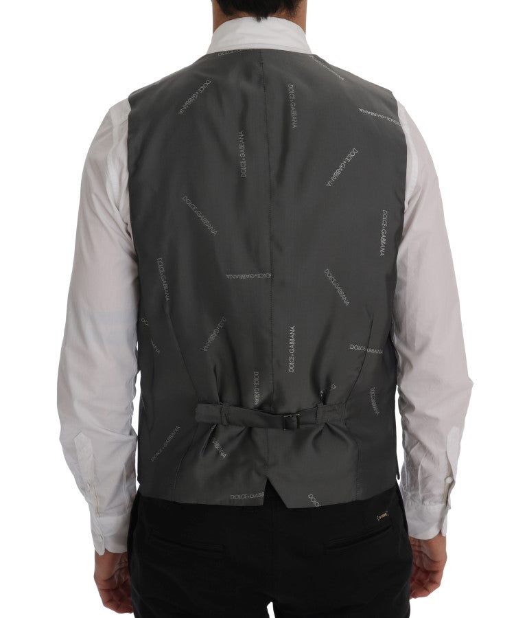 Elegant Gray Waistcoat Vest - ventzia
