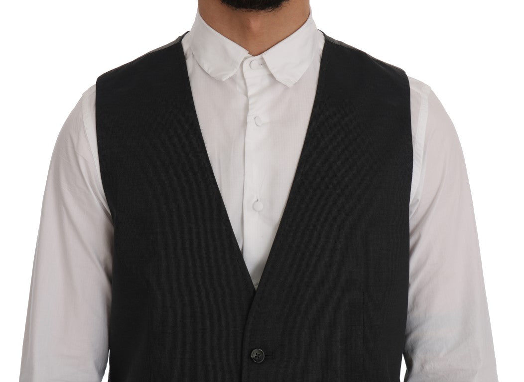 Elegant Gray Waistcoat Vest - ventzia